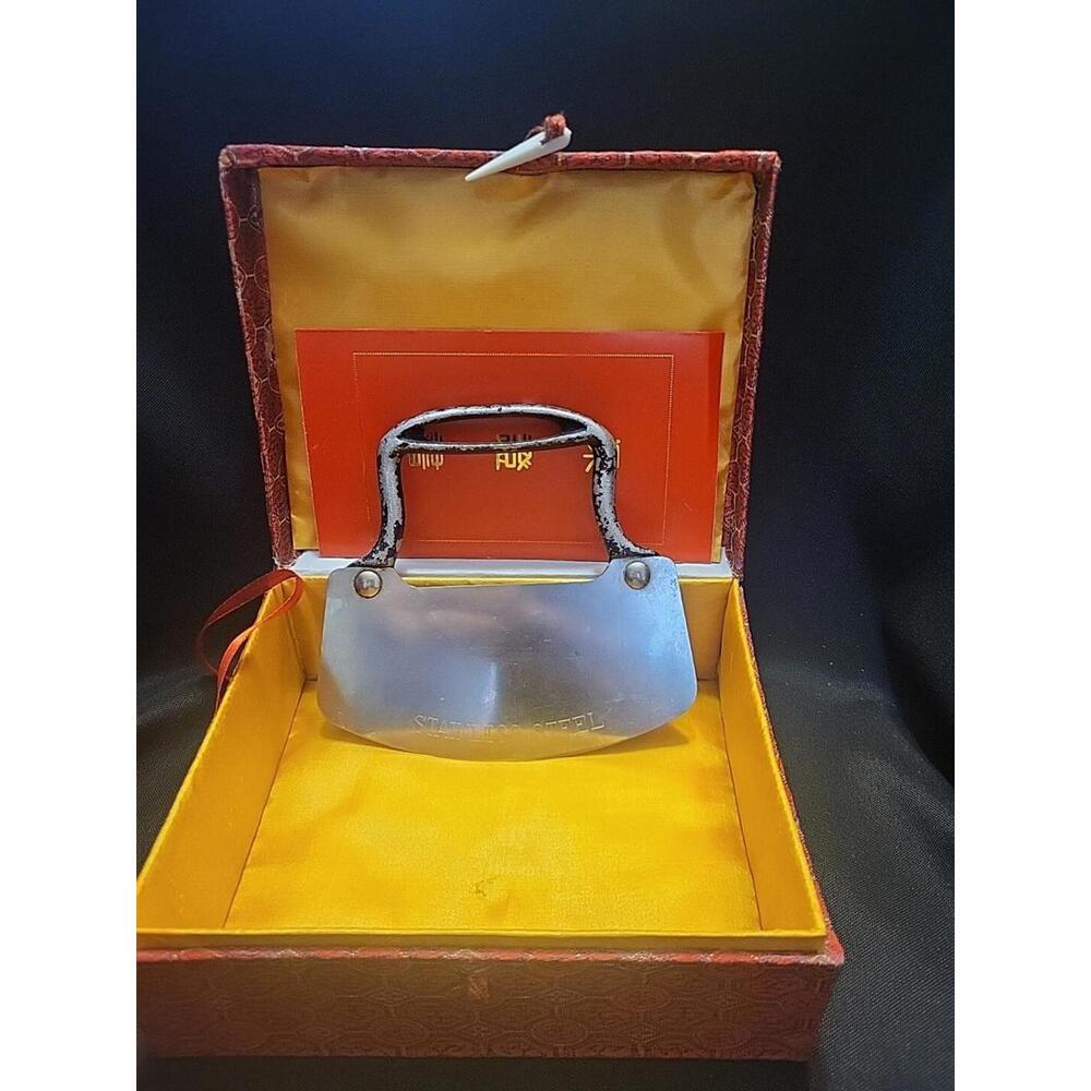 Antique Hand Held Food Chopper In Decorative Box